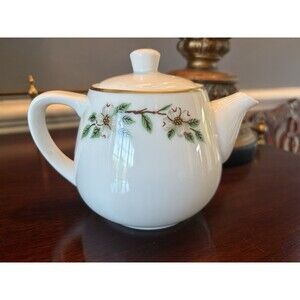 Woodmere China Magnolia Teapot New Castle PA Hand Painted with Gilt Trim